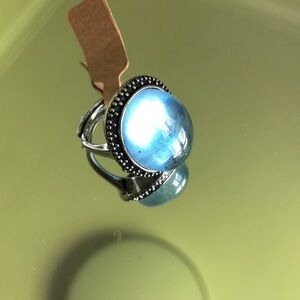 silver aquamarine ring